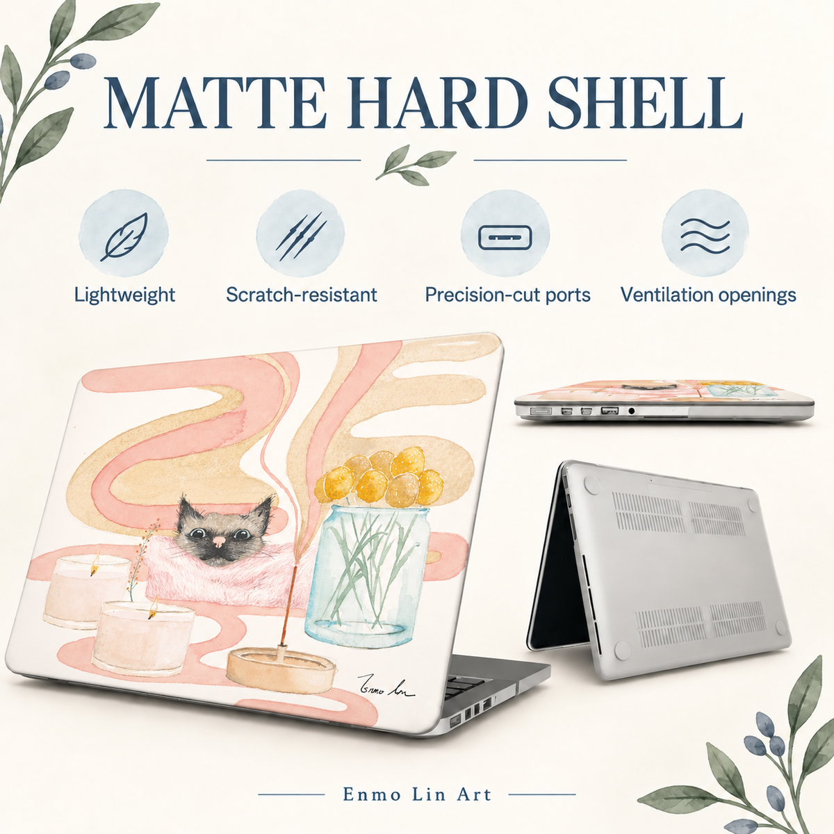 Étui MacBook Chat au Clair de Lune