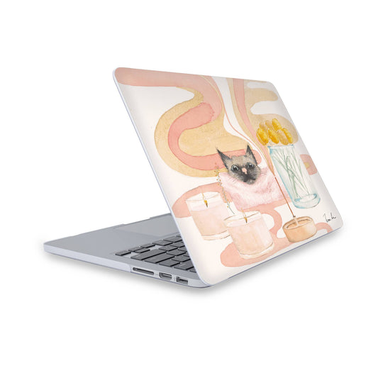 Candlelight Cat MacBook Case Cozy Comfort