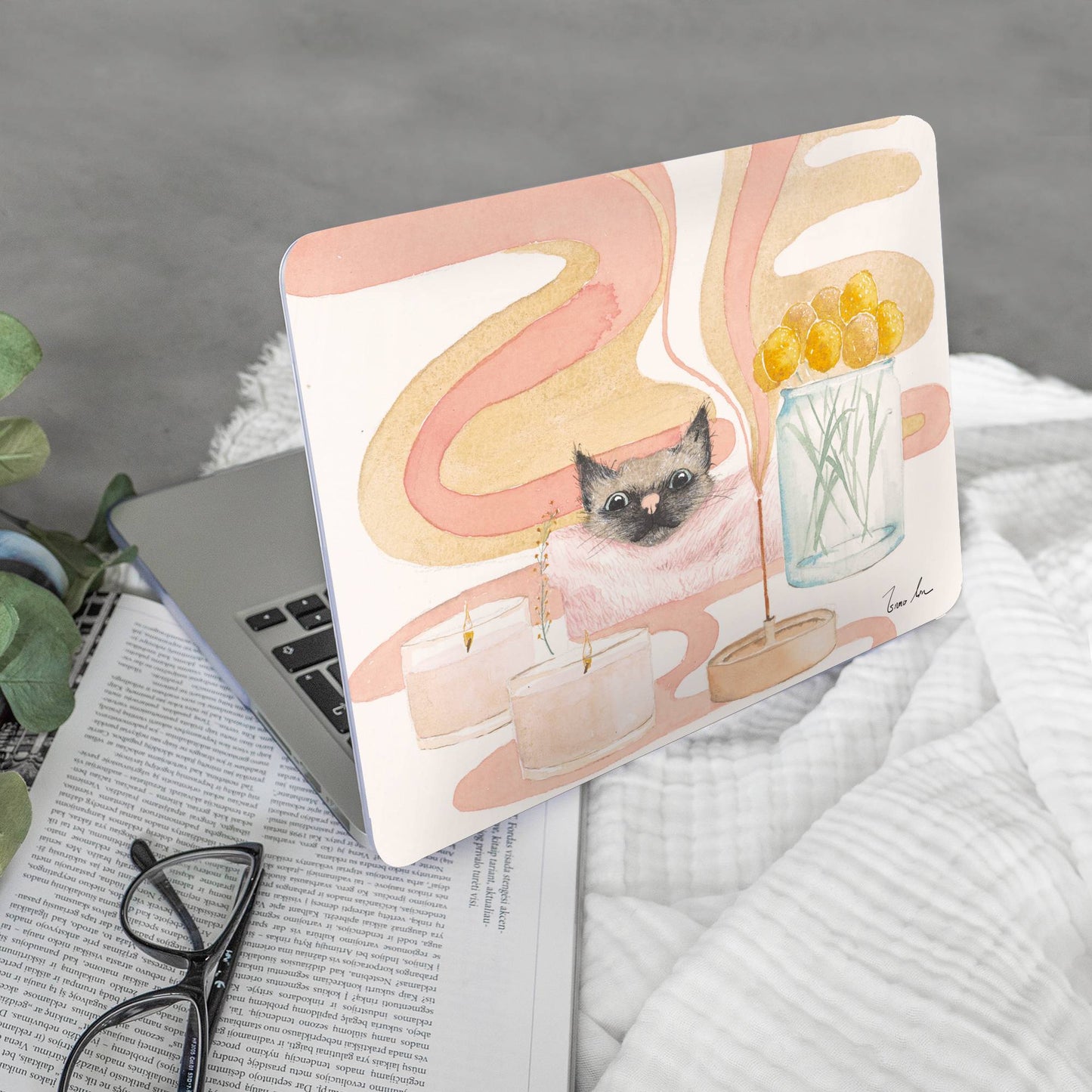 Candlelight Cat MacBook Case Cozy Comfort