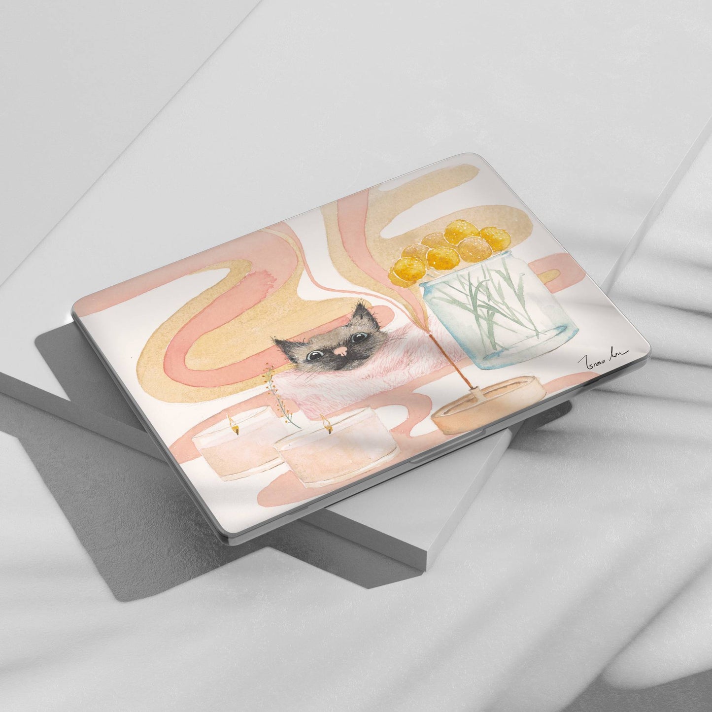 Candlelight Cat MacBook Case Cozy Comfort