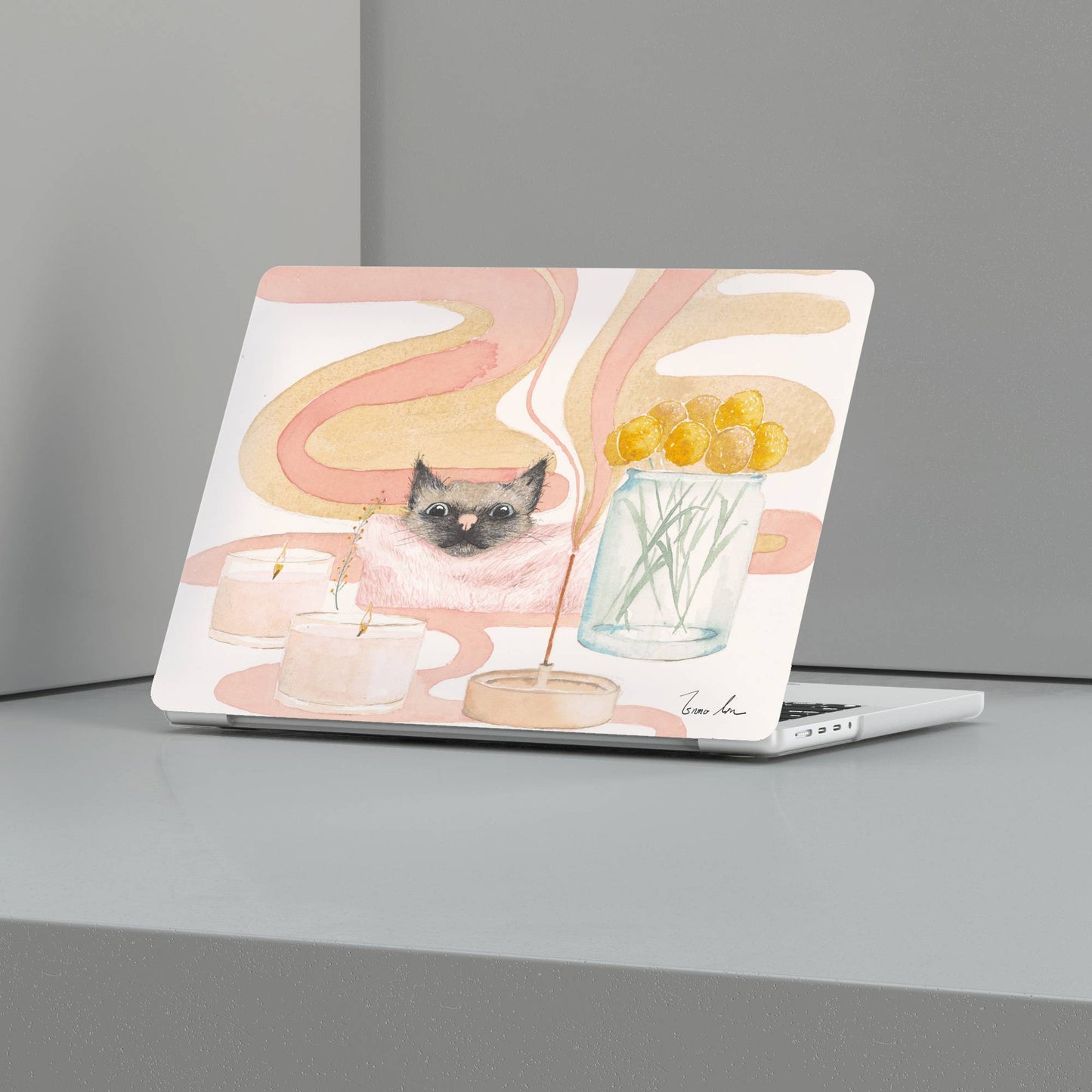 Candlelight Cat MacBook Case Cozy Comfort