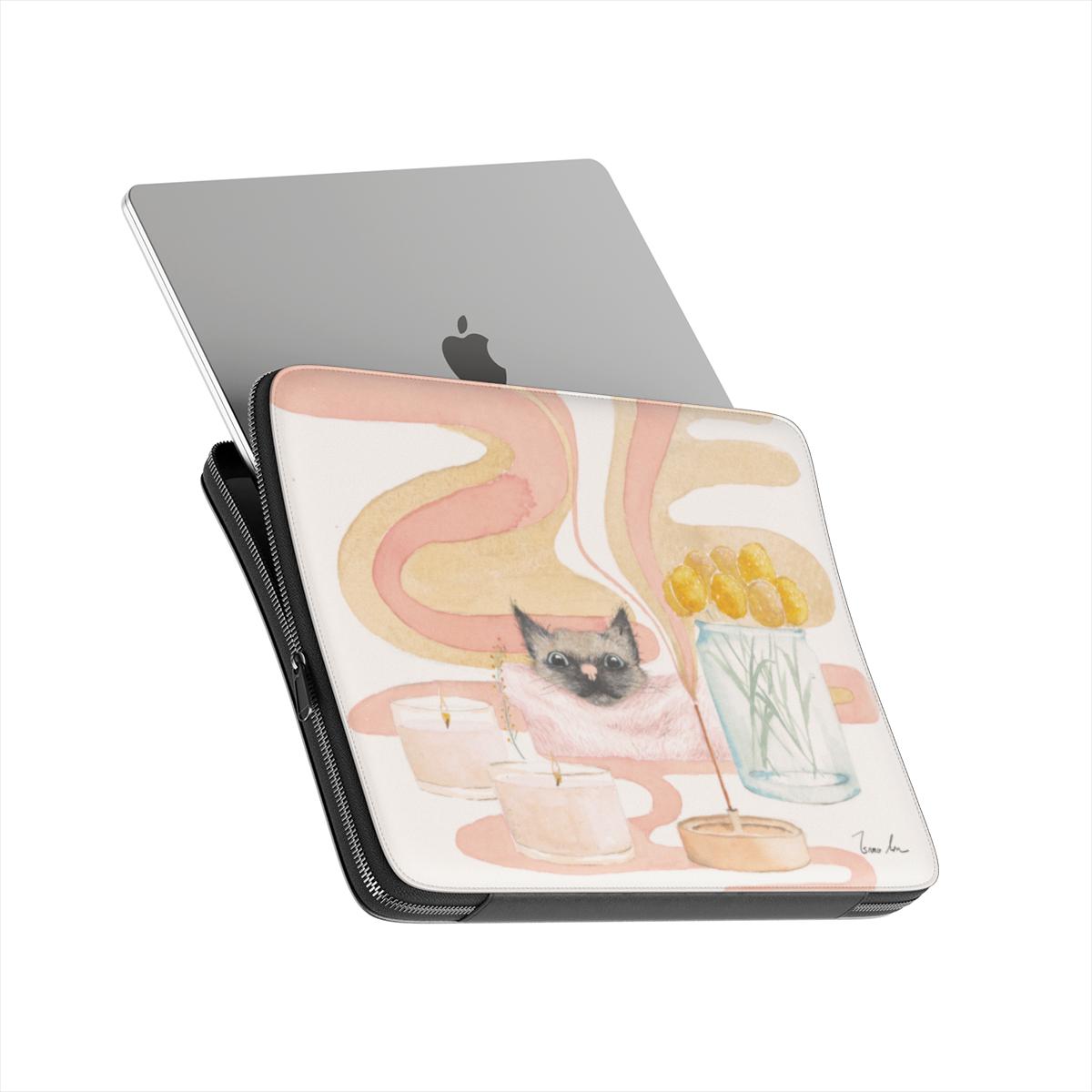 Housse d'ordinateur portable Chat aux yeux bleus – Confort parfumé