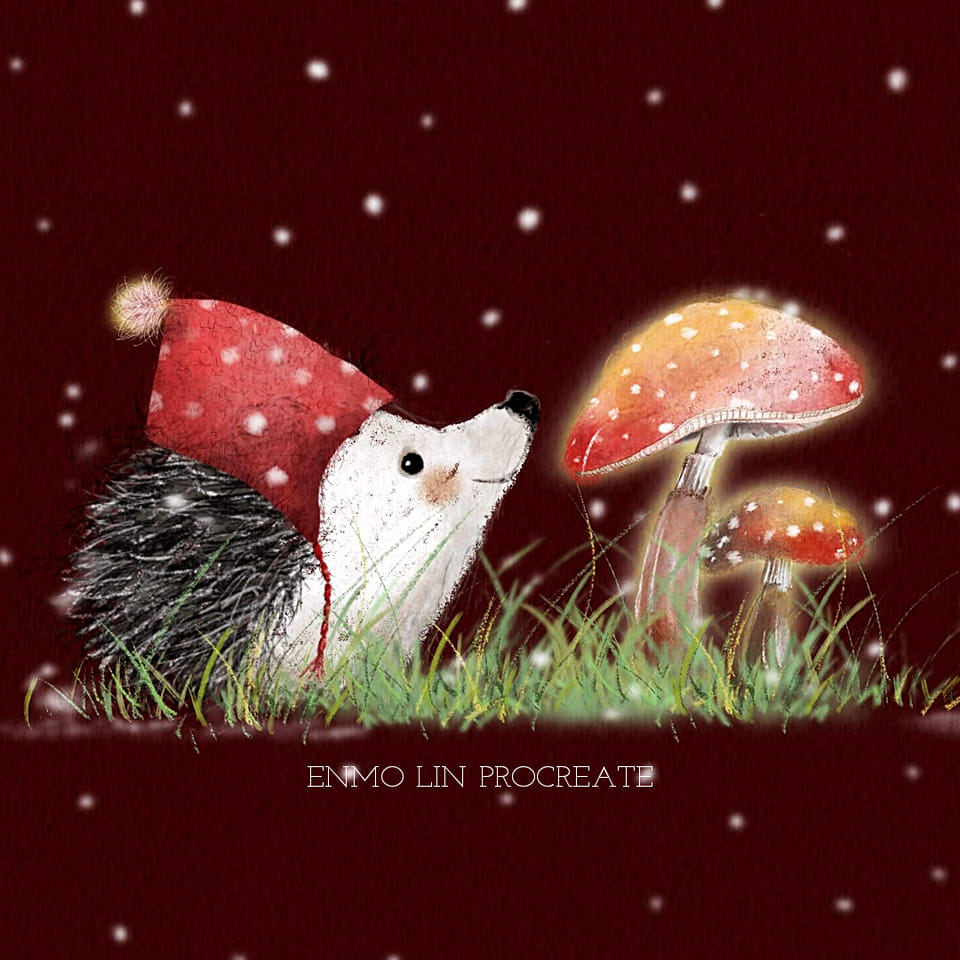 iPad Procreate online class new發光小香菇與紅帽刺蝟